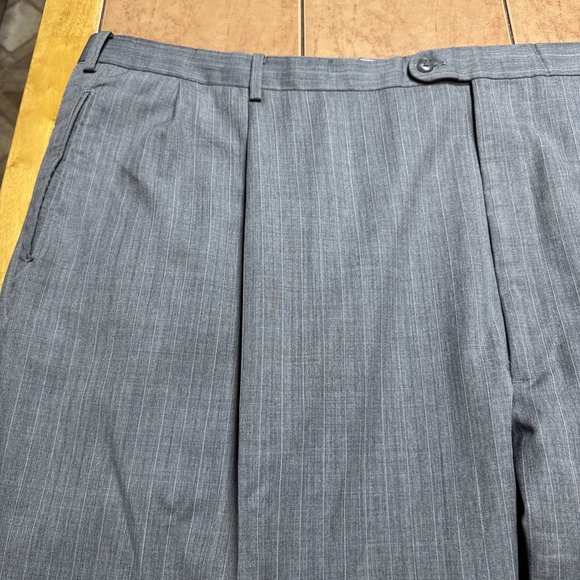 JOSEPH ABBOUD Gray Stripe BESPOKE BIG TALL 2 Piece Suit 56R Jacket 58 x 31 Pants - Picture 14 of 16